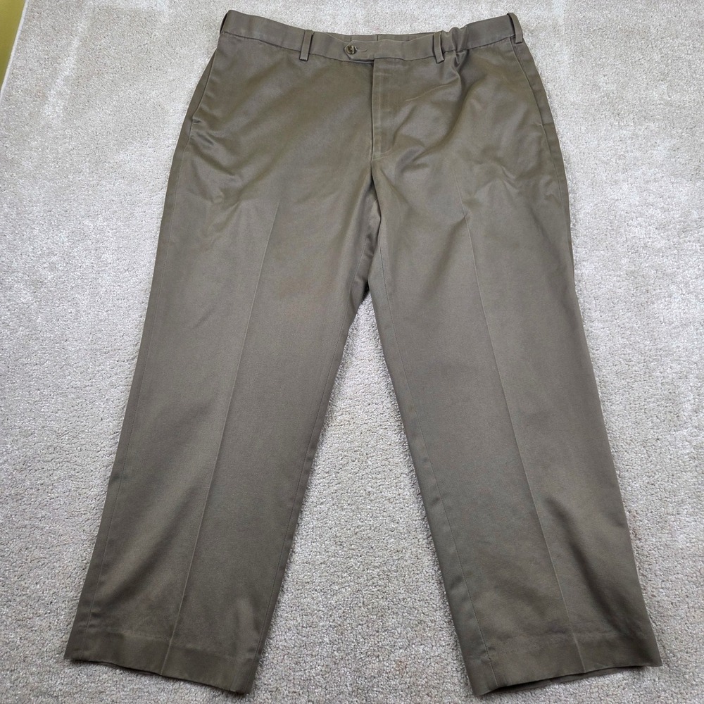Perry Ellis Portfolio Chino Pants Olive Brown Taupe Cotton Flat Front 40x29